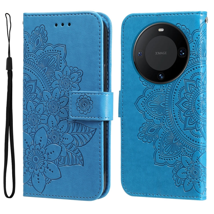 Seven-petal Flowers Embossing Leather Phone Case, For Huawei Enjoy 70, For Huawei nova 11 SE, For Huawei nova 12 Pro, For Huawei Mate 60