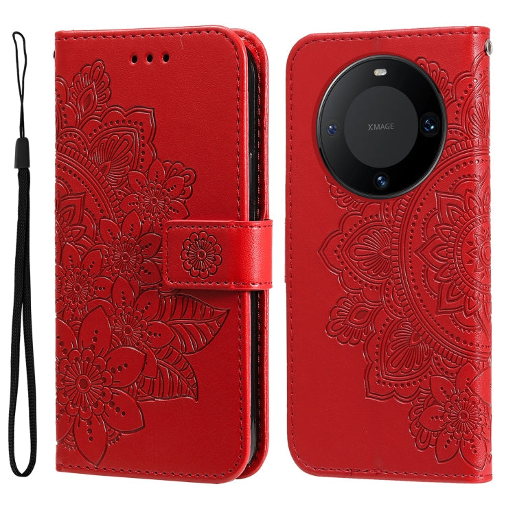 Seven-petal Flowers Embossing Leather Phone Case, For Huawei Enjoy 70, For Huawei nova 11 SE, For Huawei nova 12 Pro, For Huawei Mate 60
