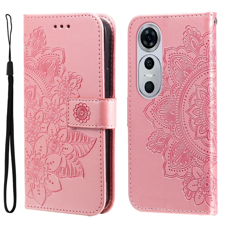 Seven-petal Flowers Embossing Leather Phone Case, For Huawei Enjoy 70, For Huawei nova 11 SE, For Huawei nova 12 Pro, For Huawei Mate 60