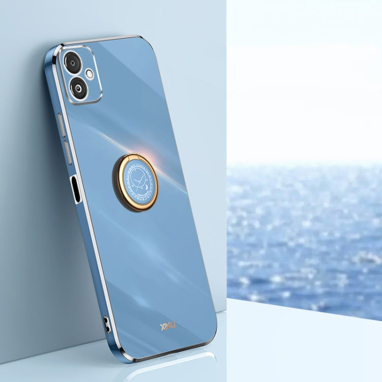 XINLI Straight Edge 6D Electroplate TPU Phone Case with Ring Holder, For Samsung Galaxy F14 5G, For Samsung Galaxy M14 5G, For Samsung Galaxy A04e 4G