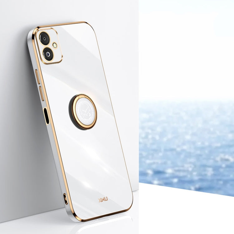 XINLI Straight Edge 6D Electroplate TPU Phone Case with Ring Holder, For Samsung Galaxy F14 5G, For Samsung Galaxy M14 5G, For Samsung Galaxy A04e 4G