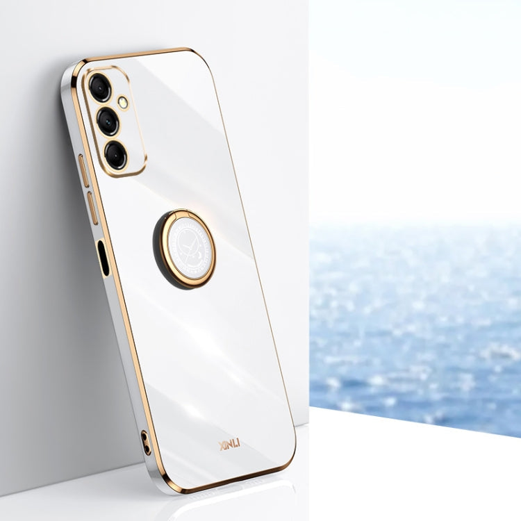 XINLI Straight Edge 6D Electroplate TPU Phone Case with Ring Holder, For Samsung Galaxy F14 5G, For Samsung Galaxy M14 5G, For Samsung Galaxy A04e 4G