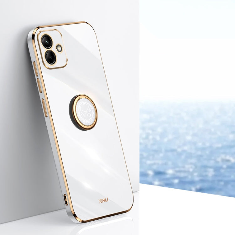 XINLI Straight Edge 6D Electroplate TPU Phone Case with Ring Holder, For Samsung Galaxy A05, For Samsung Galaxy A05s, For Samsung Galaxy M34 5G