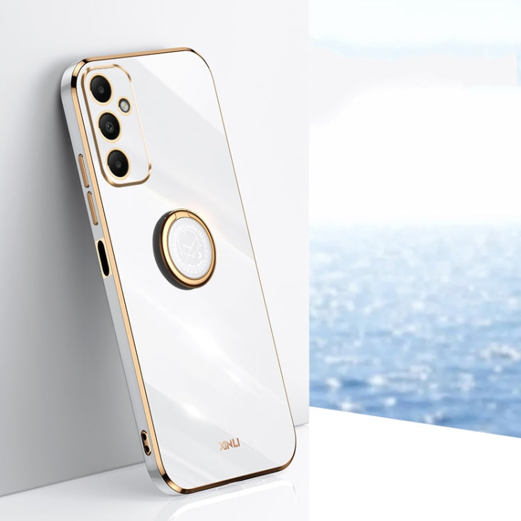 XINLI Straight Edge 6D Electroplate TPU Phone Case with Ring Holder, For Samsung Galaxy A05, For Samsung Galaxy A05s, For Samsung Galaxy M34 5G