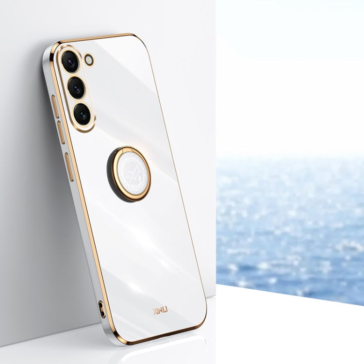 XINLI Straight Edge 6D Electroplate TPU Phone Case with Ring Holder, For Samsung Galaxy S24 Ultra 5G, For Samsung Galaxy S24+ 5G, For Samsung Galaxy S24 5G