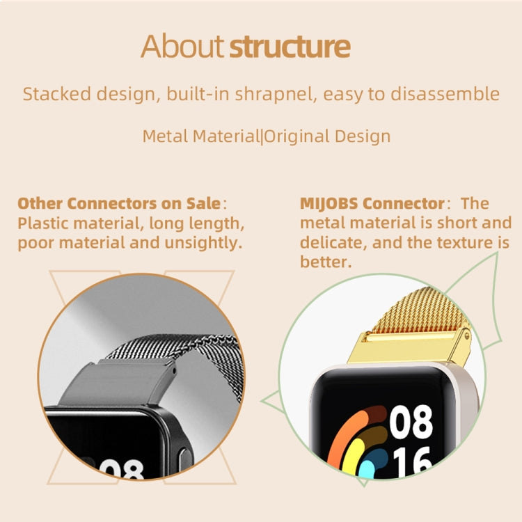 Mijobs Three-Bead Metal Stainless Steel Watch Band, For Redmi Watch 3