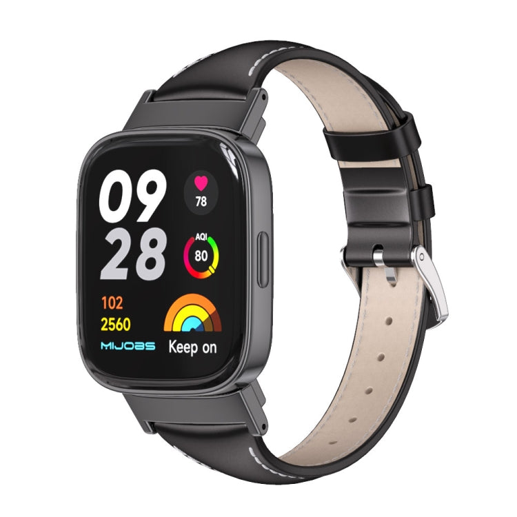 Mijobs Genuine Leather Slim Watch Band, For Redmi Watch 3