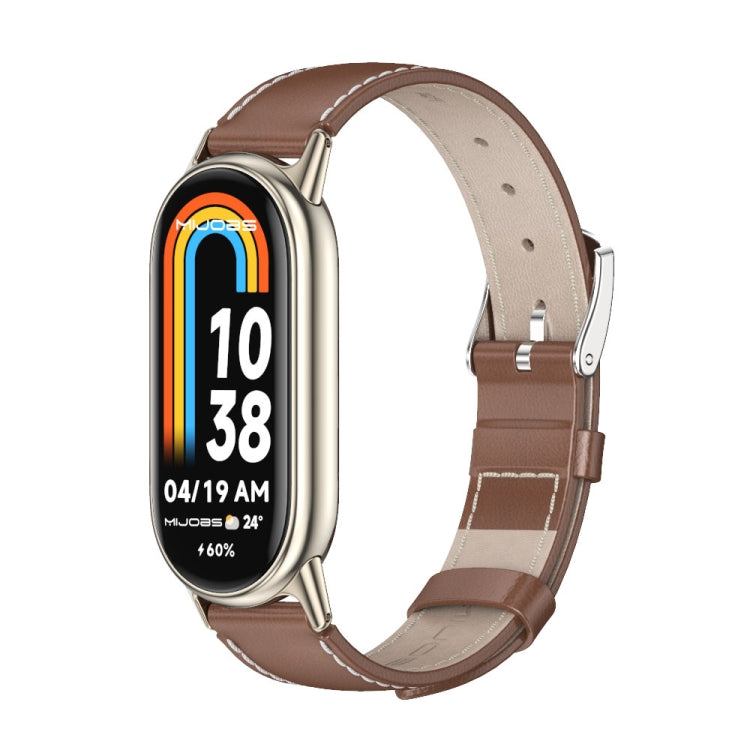 Mijobs Genuine Leather Watch Band, For Xiaomi Smart Band 10 / 9 / 8