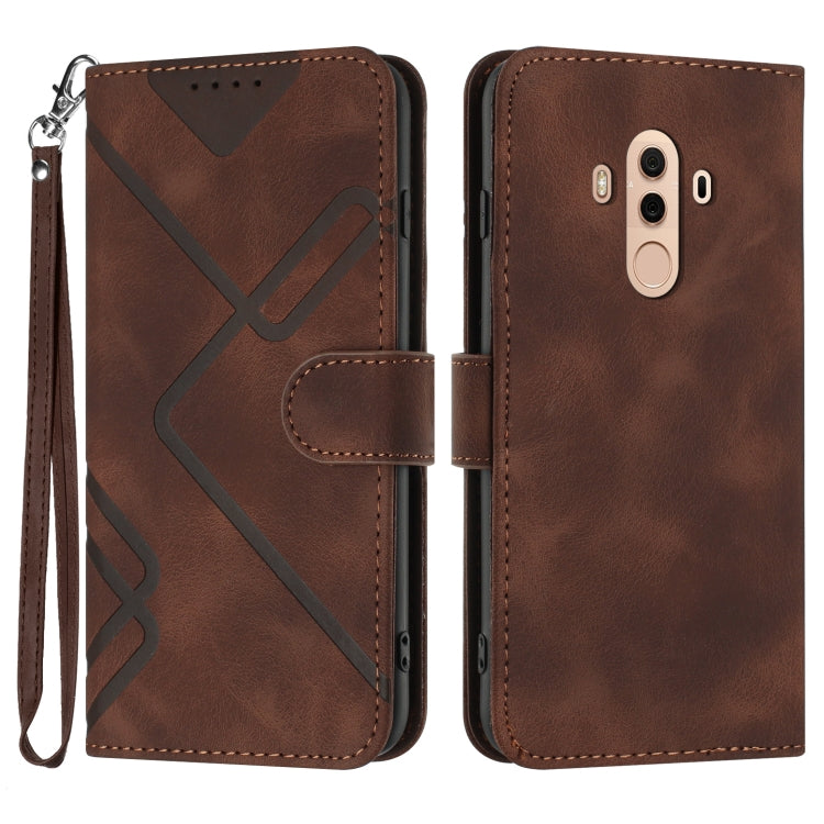 Line Pattern Skin Feel Leather Phone Case, For Huawei Mate 10 Pro, For Huawei P10 Lite