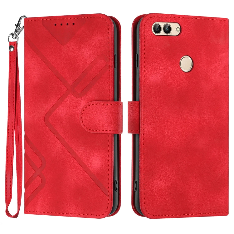 Line Pattern Skin Feel Leather Phone Case, For Huawei P20 Pro, For Huawei P20 lite, For Huawei P smart 2018/Enjoy 7S, For Huawei Mate 10 Lite/Maimang 6