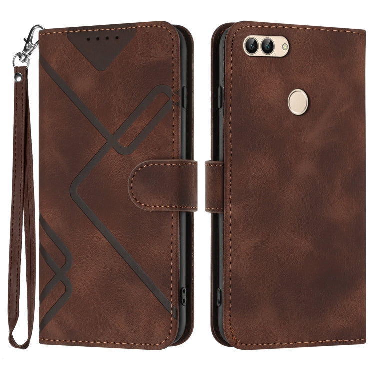 Line Pattern Skin Feel Leather Phone Case, For Huawei P20 Pro, For Huawei P20 lite, For Huawei P smart 2018/Enjoy 7S, For Huawei Mate 10 Lite/Maimang 6