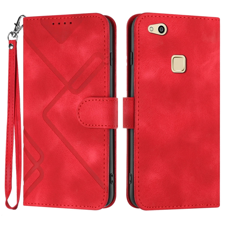 Line Pattern Skin Feel Leather Phone Case, For Huawei Mate 10 Pro, For Huawei P10 Lite
