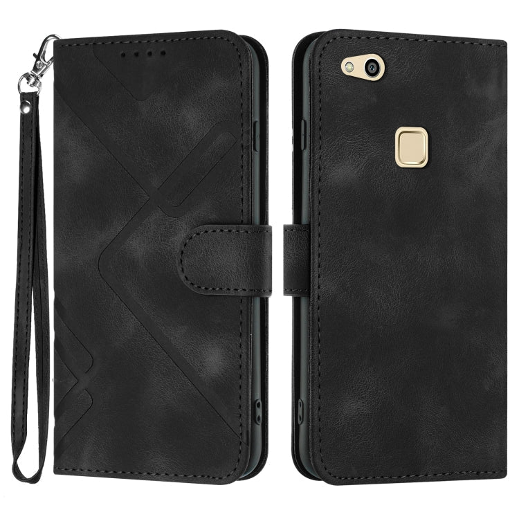 Line Pattern Skin Feel Leather Phone Case, For Huawei Mate 10 Pro, For Huawei P10 Lite