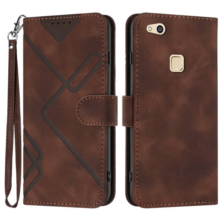 Line Pattern Skin Feel Leather Phone Case, For Huawei Mate 10 Pro, For Huawei P10 Lite