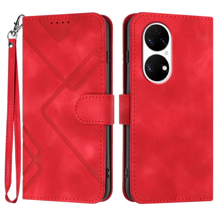 Line Pattern Skin Feel Leather Phone Case, For Huawei Enjoy 20e, For Huawei P50 Pro, For Huawei P50, For Huawei Enjoy 20 SE 4G