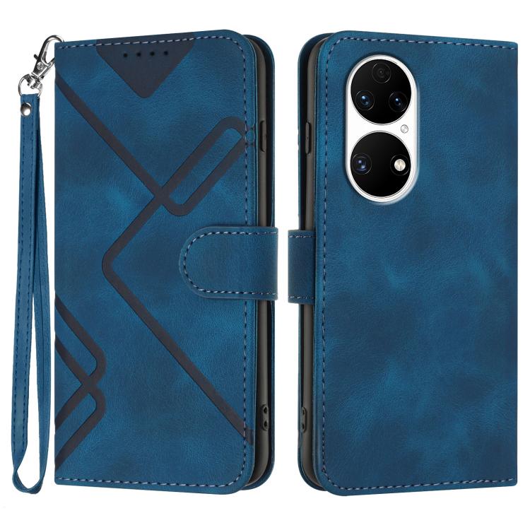 Line Pattern Skin Feel Leather Phone Case, For Huawei Enjoy 20e, For Huawei P50 Pro, For Huawei P50, For Huawei Enjoy 20 SE 4G