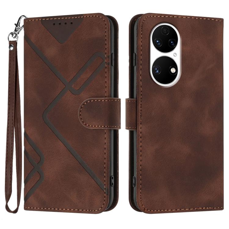 Line Pattern Skin Feel Leather Phone Case, For Huawei Enjoy 20e, For Huawei P50 Pro, For Huawei P50, For Huawei Enjoy 20 SE 4G