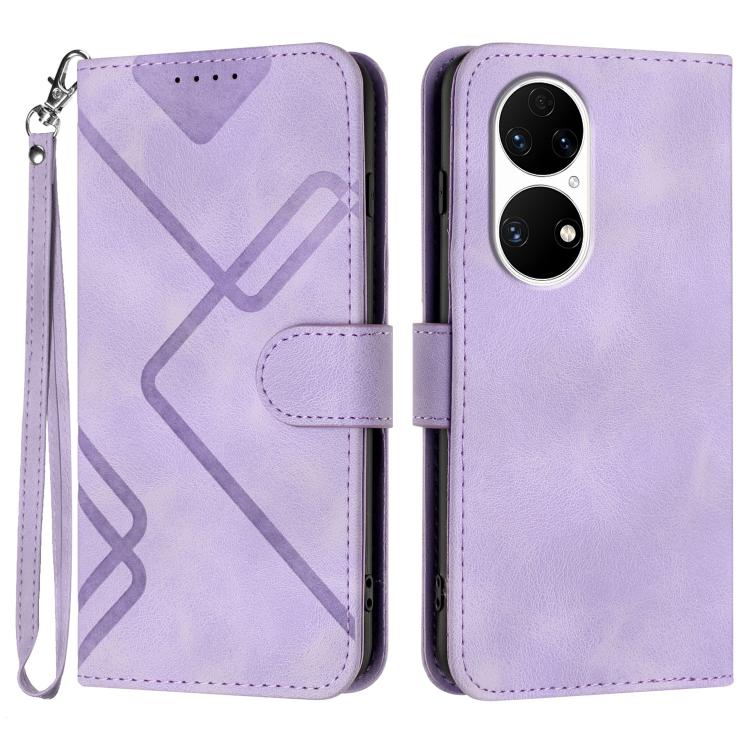 Line Pattern Skin Feel Leather Phone Case, For Huawei Enjoy 20e, For Huawei P50 Pro, For Huawei P50, For Huawei Enjoy 20 SE 4G