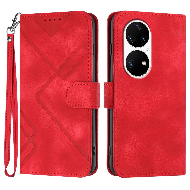 Line Pattern Skin Feel Leather Phone Case, For Huawei Enjoy 20e, For Huawei P50 Pro, For Huawei P50, For Huawei Enjoy 20 SE 4G