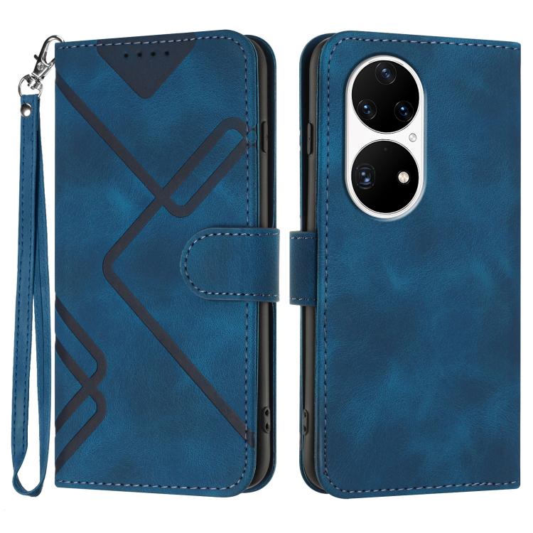 Line Pattern Skin Feel Leather Phone Case, For Huawei Enjoy 20e, For Huawei P50 Pro, For Huawei P50, For Huawei Enjoy 20 SE 4G