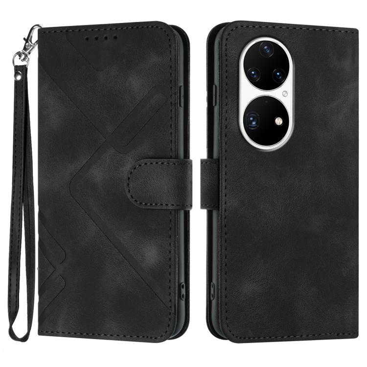 Line Pattern Skin Feel Leather Phone Case, For Huawei Enjoy 20e, For Huawei P50 Pro, For Huawei P50, For Huawei Enjoy 20 SE 4G