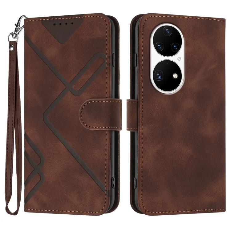 Line Pattern Skin Feel Leather Phone Case, For Huawei Enjoy 20e, For Huawei P50 Pro, For Huawei P50, For Huawei Enjoy 20 SE 4G
