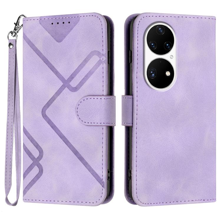 Line Pattern Skin Feel Leather Phone Case, For Huawei Enjoy 20e, For Huawei P50 Pro, For Huawei P50, For Huawei Enjoy 20 SE 4G