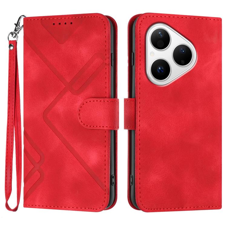 Line Pattern Skin Feel Leather Phone Case, For Huawei Enjoy 80 Plus, For Huawei Pura 80 5G, For Huawei Mate 70 Pro / Mate 70 Pro+, For Huawei Mate 70