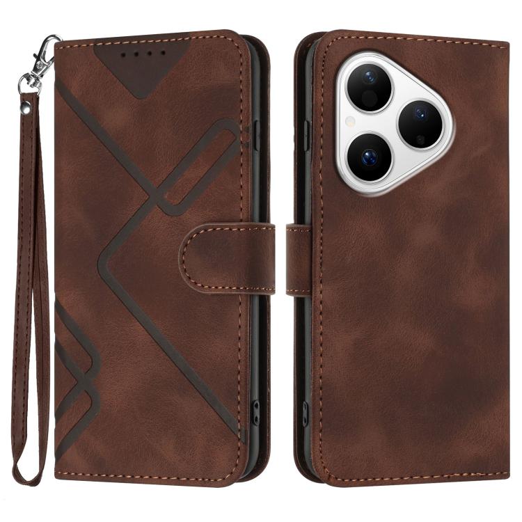 Line Pattern Skin Feel Leather Phone Case, For Huawei Enjoy 80 Plus, For Huawei Pura 80 5G, For Huawei Mate 70 Pro / Mate 70 Pro+, For Huawei Mate 70