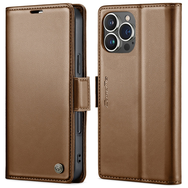 CaseMe 023 Butterfly Buckle Litchi Texture RFID Anti-theft Leather Phone Case, For iPhone 15 Pro Max, For iPhone 14, For iPhone 15 Pro, For iPhone 14 Plus