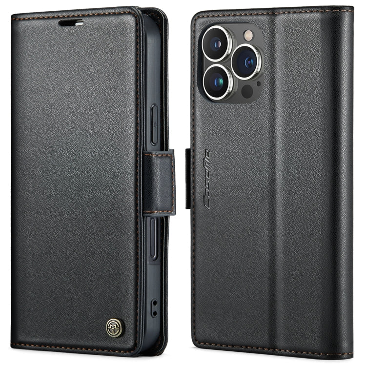 CaseMe 023 Butterfly Buckle Litchi Texture RFID Anti-theft Leather Phone Case, For iPhone 15 Pro Max, For iPhone 14, For iPhone 15 Pro, For iPhone 14 Plus