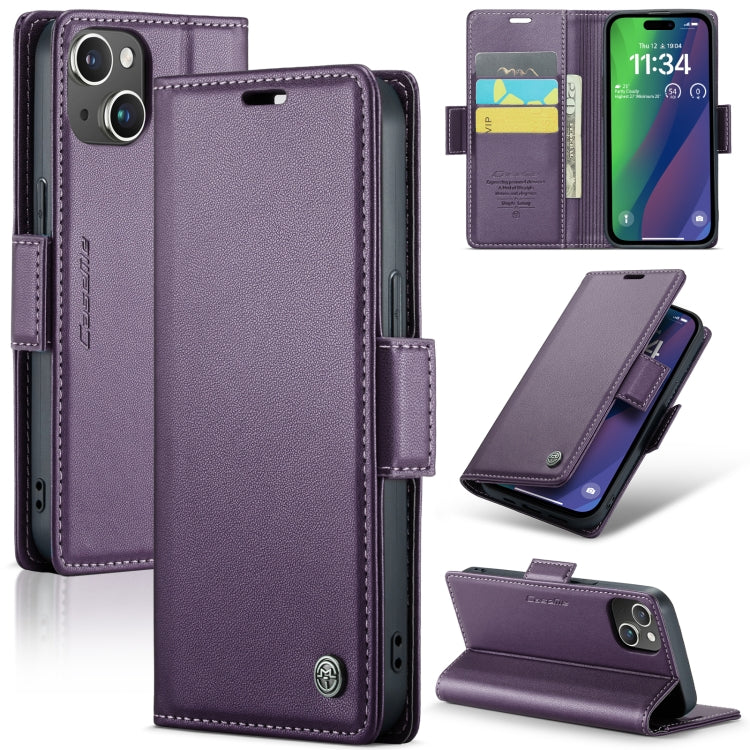 CaseMe 023 Butterfly Buckle Litchi Texture RFID Anti-theft Leather Phone Case, For iPhone 15 Plus, For iPhone 14 Pro, For iPhone 14 Pro Max, For iPhone 15