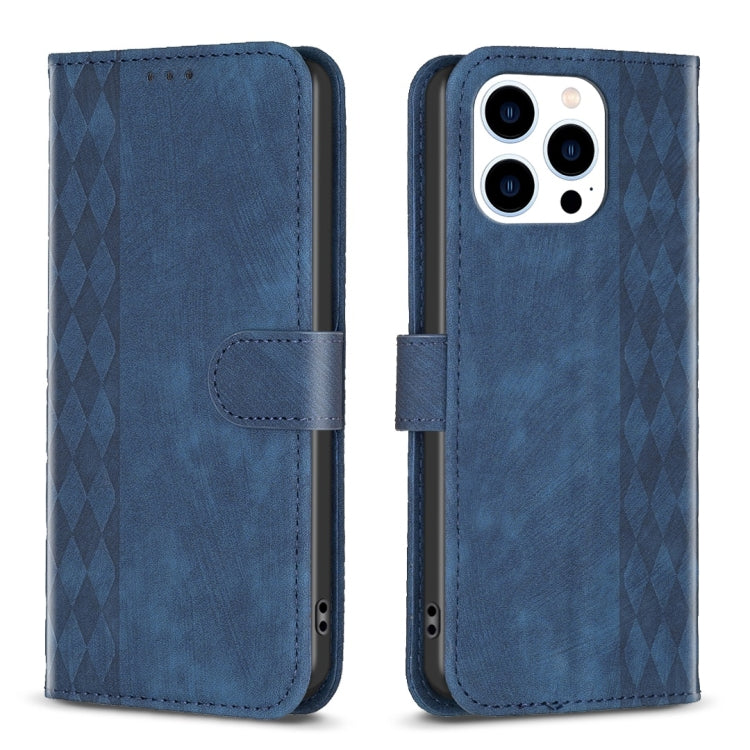 Plaid Embossed Leather Phone Case, For iPhone 15 Pro Max, For iPhone 14, For iPhone 14 Plus, For iPhone 14 Pro