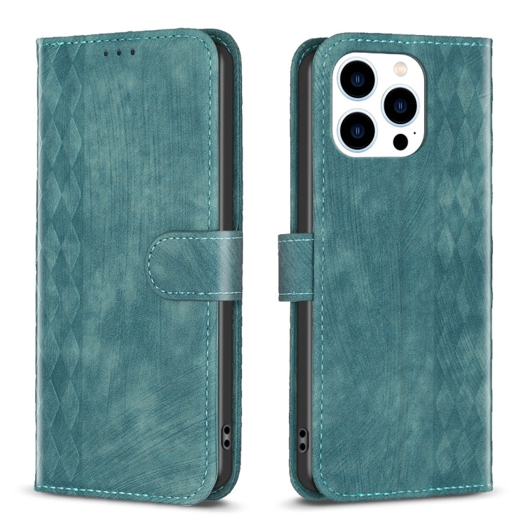 Plaid Embossed Leather Phone Case, For iPhone 15 Pro Max, For iPhone 14, For iPhone 14 Plus, For iPhone 14 Pro