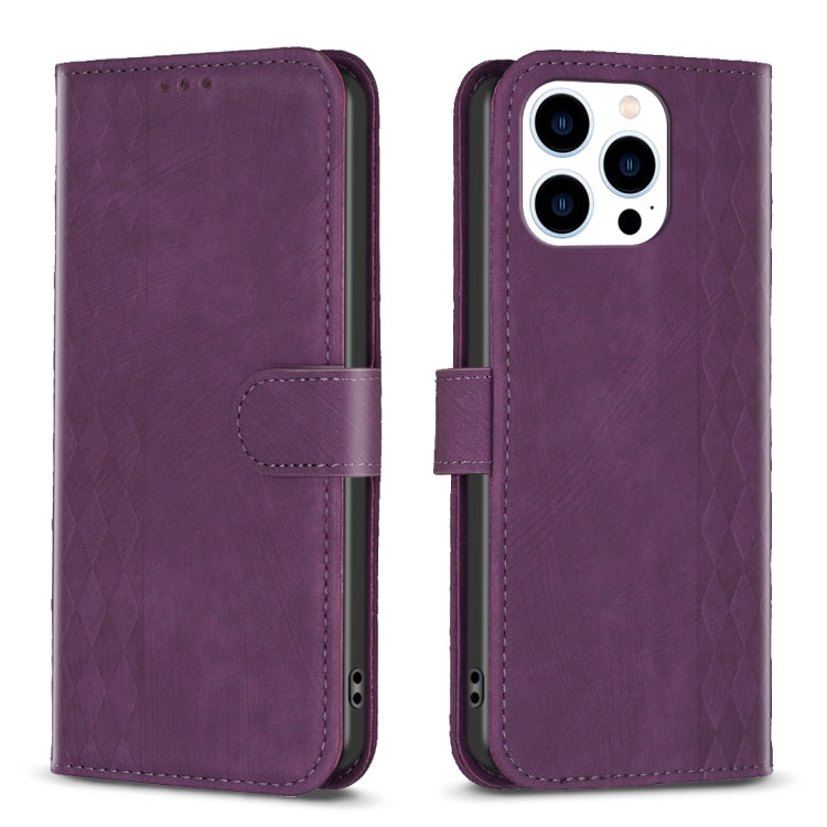 Plaid Embossed Leather Phone Case, For iPhone 15 Pro Max, For iPhone 14, For iPhone 14 Plus, For iPhone 14 Pro