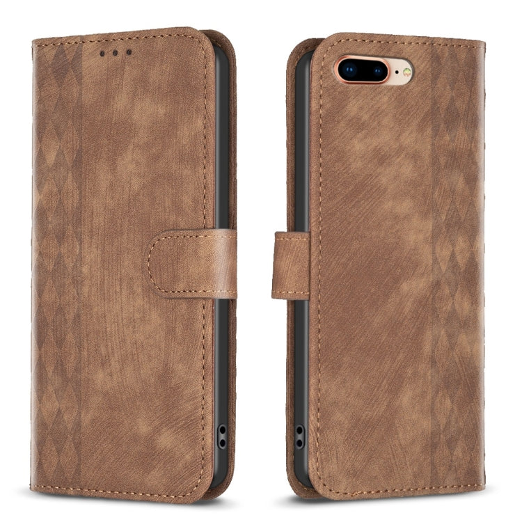 Plaid Embossed Leather Phone Case, For iPhone 7 Plus / 8 Plus