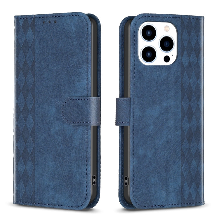Plaid Embossed Leather Phone Case, For iPhone 15 Pro Max, For iPhone 14, For iPhone 14 Plus, For iPhone 14 Pro