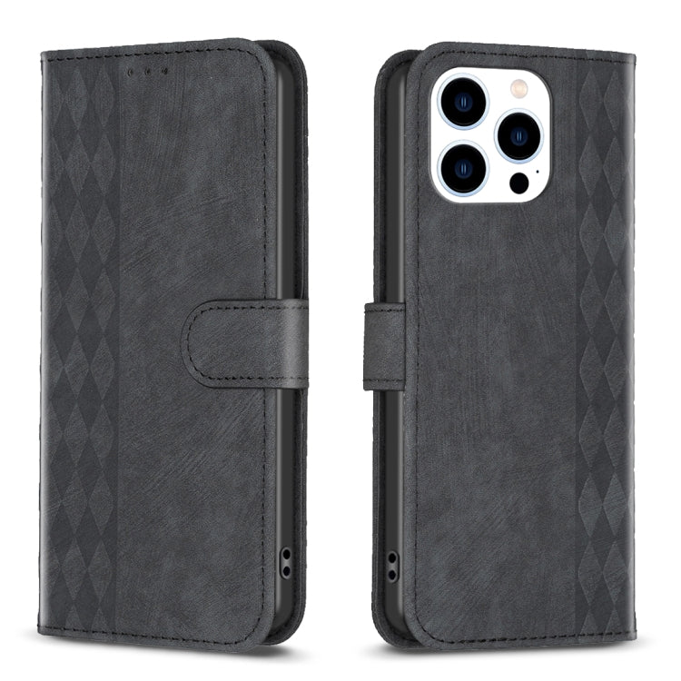 Plaid Embossed Leather Phone Case, For iPhone 15 Pro Max, For iPhone 14, For iPhone 14 Plus, For iPhone 14 Pro