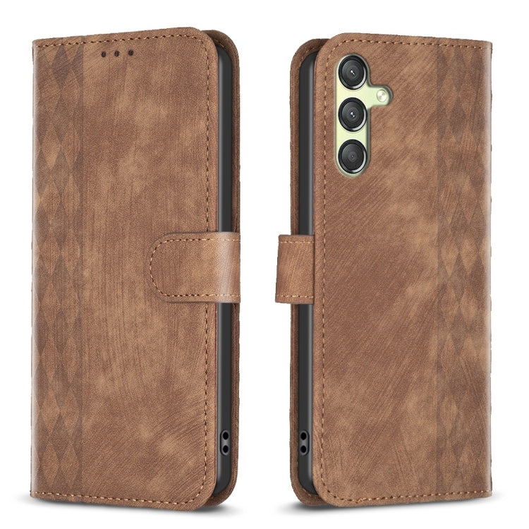 Plaid Embossed Leather Phone Case, For Samsung Galaxy A14 4G/5G, For Samsung Galaxy A22 4G, For Samsung Galaxy A23, For Samsung Galaxy A24 4G