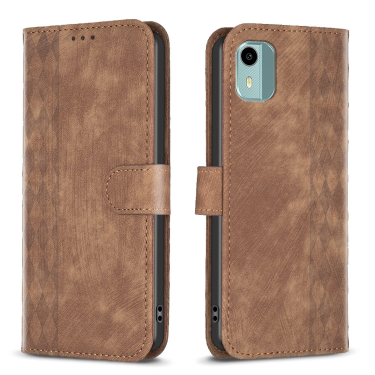 Plaid Embossed Leather Phone Case, For Nokia C12, For Nokia G42/G310, For Nokia C22, For Nokia C32