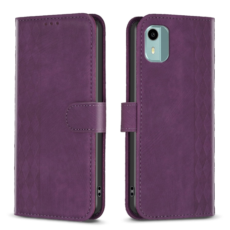 Plaid Embossed Leather Phone Case, For Nokia C12, For Nokia G42/G310, For Nokia C22, For Nokia C32