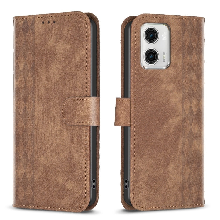 Plaid Embossed Leather Phone Case, For Motorola Moto E13 4G, For Motorola Moto G14 4G, For Motorola Moto G13 4G /G53 5G, For Motorola Moto G73 5G