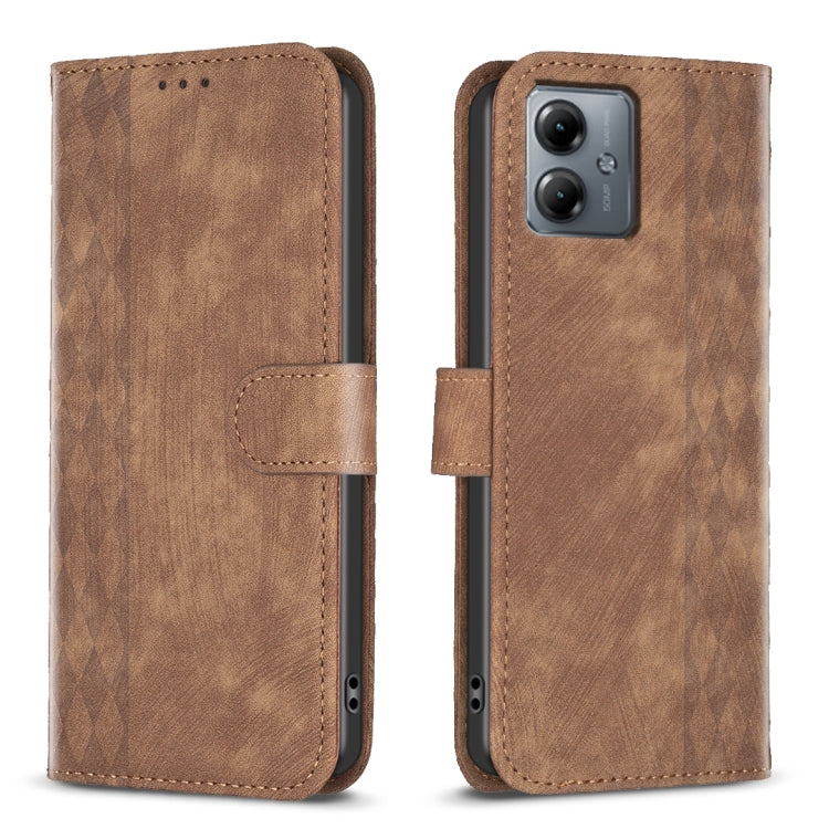 Plaid Embossed Leather Phone Case, For Motorola Moto E13 4G, For Motorola Moto G14 4G, For Motorola Moto G13 4G /G53 5G, For Motorola Moto G73 5G
