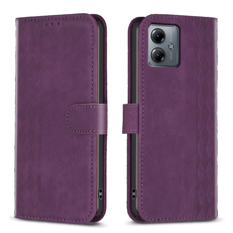Plaid Embossed Leather Phone Case, For Motorola Moto E13 4G, For Motorola Moto G14 4G, For Motorola Moto G13 4G /G53 5G, For Motorola Moto G73 5G
