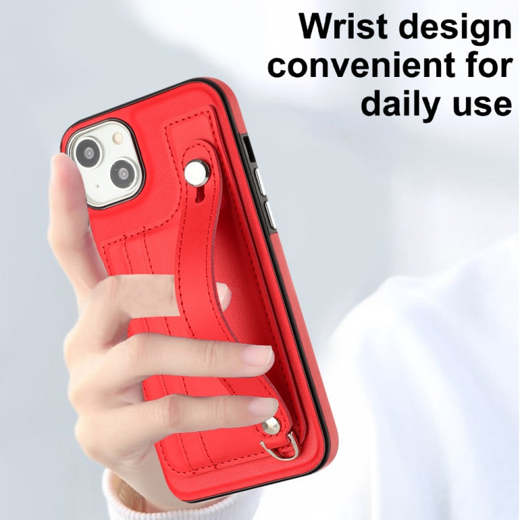 Shockproof Leather Phone Case with Wrist Strap, For iPhone 15 Pro Max, For iPhone 14, For iPhone 14 Plus, For iPhone 15 Pro