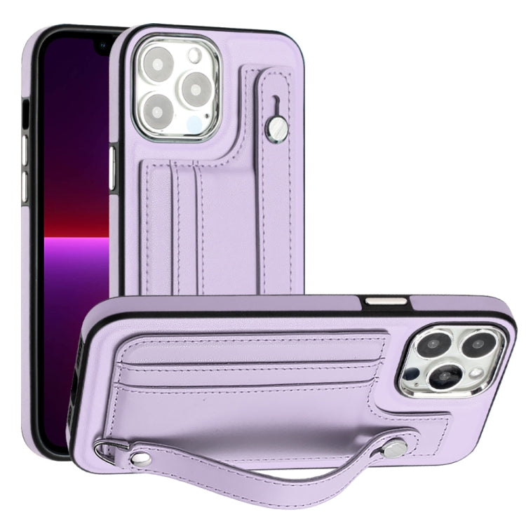 Shockproof Leather Phone Case with Wrist Strap, For iPhone 13, For iPhone 13 Pro, For iPhone 13 Pro Max, For iPhone 12 / 12 Pro