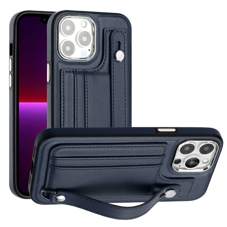 Shockproof Leather Phone Case with Wrist Strap, For iPhone 15 Pro Max, For iPhone 14, For iPhone 14 Plus, For iPhone 15 Pro