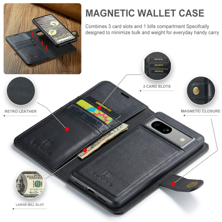 DG.MING Crazy Horse Texture Detachable Magnetic Leather Phone Case, For Google Pixel 8a, For Google Pixel 8 Pro, For Google Pixel 8, For Google Pixel 7a