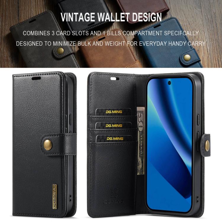 DG.MING Crazy Horse Texture Detachable Magnetic Leather Phone Case, For Google Pixel 10a, For Google Pixel 10 Pro XL, For Google Pixel 10 / 10 Pro, For Google Pixel 9a