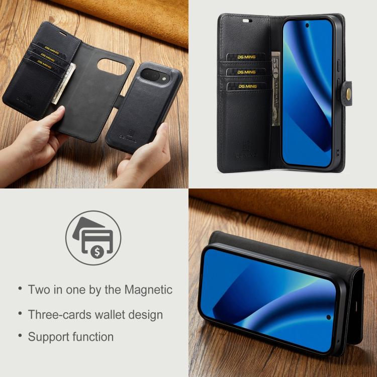DG.MING Crazy Horse Texture Detachable Magnetic Leather Phone Case, For Google Pixel 10a, For Google Pixel 10 Pro XL, For Google Pixel 10 / 10 Pro, For Google Pixel 9a